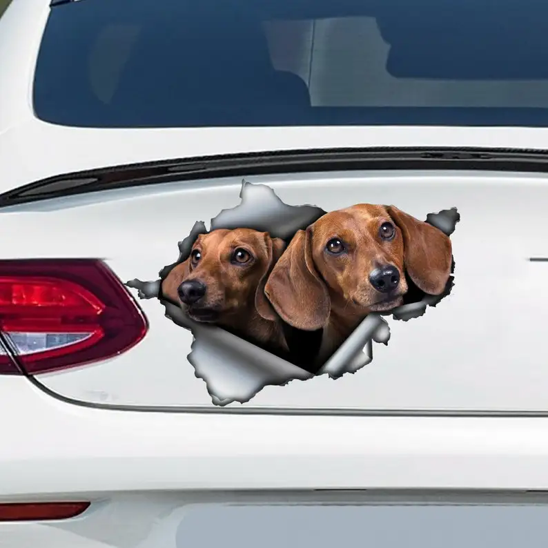 

Наклейка на автомобиль «Веселая собака», «такса», стикер с таксой