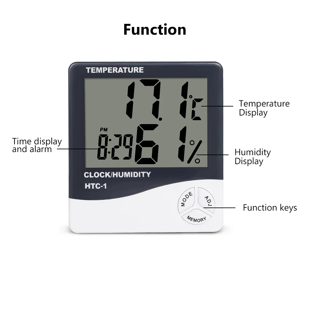 hygrometer indoor outdoor htc 1 htc 2 thermometer lcd electronic digital wireless alarm station clock temperature humidity meter free global shipping