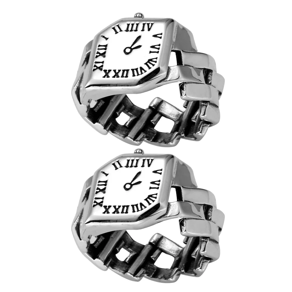 2 Pcs Watch Rings Women Fashion Watches Retro Finger Lady Woman Elastic Simple