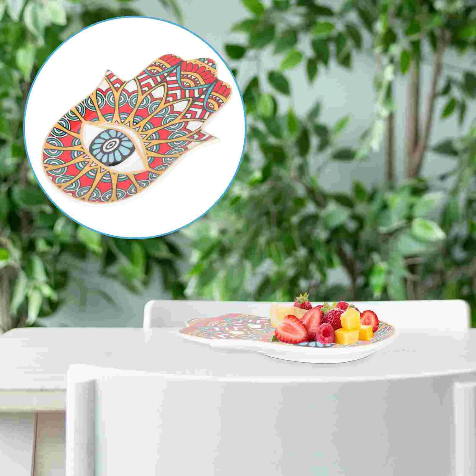 

Tray Jewelry Dish Holder Plate Ceramic Hamsa Eye Storage Ring Trinket Organizer Bergamot Display Evil Hand Trays Earrings