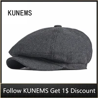 kunems striped berets british retro octagonal caps boinas middle aged and elderly newsboy mens hat casual dad hats gorras