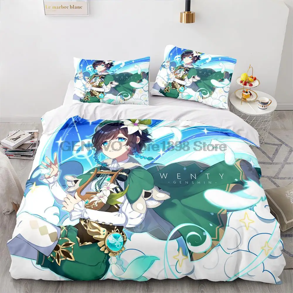 

Genshin Impact Bedding Set Single Twin Full Queen King Size Game Anime Bed Set Aldult Kid Bedroom Duvetcover Sets 3D Print 062