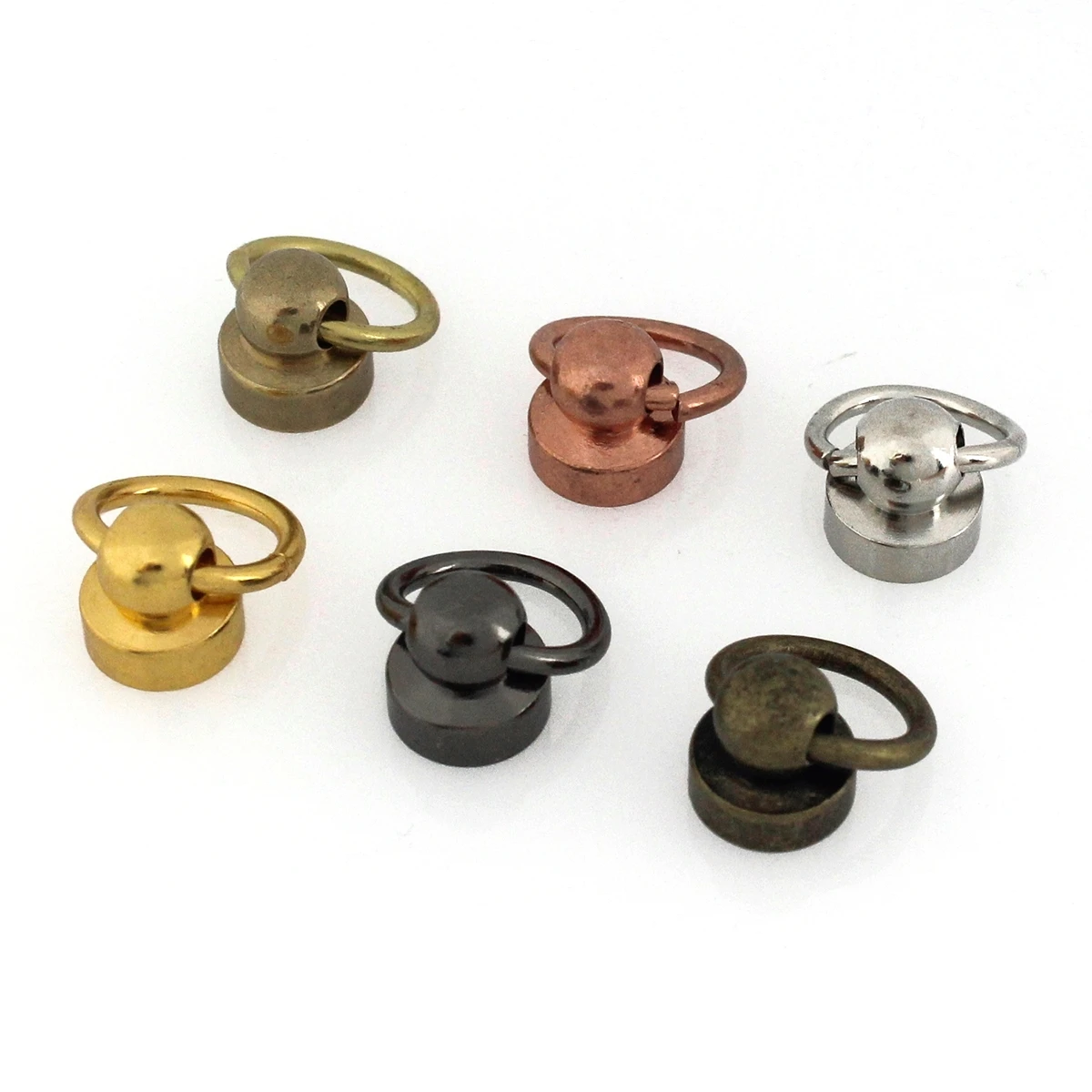 

10pcs Brass Ball post with O ring screwback studs rivets Head button stud post & O ring Garment Leather Craft Belt Wallet Decor