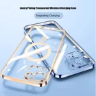 Роскошный позолоченный чехол Magent для телефона iPhone 13 Mini 13 Pro Max Magsafing, зарядный чехол для iPhone 12 11 Xs X Xr 7 8 Plus