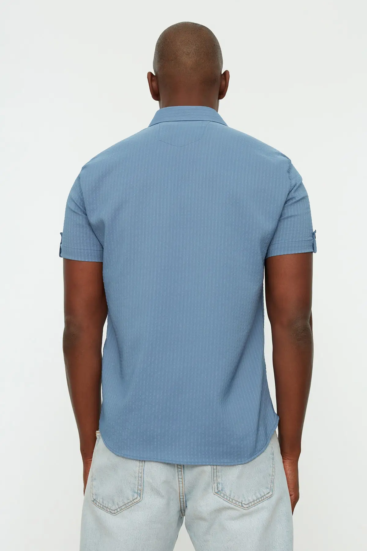 

Men's Slim Fit Shirt Collar Epaulets Shirt TMNSS22GO0287