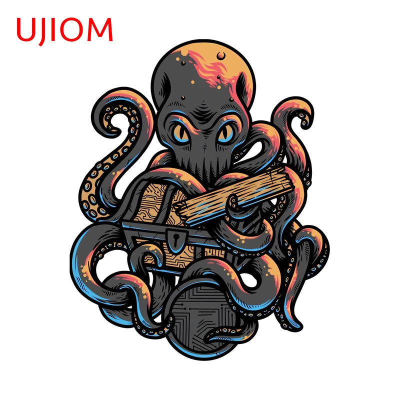 Фото Наклейка на стену UJIOM Octopus Nomad, крутая креативная наклейка на книжную полку, устойчивая к царапинам, из ПВХ, высококачественные обои для комнаты, декор для дома №1