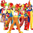 Костюмы на Хэллоуин, детские комбинезоны, цирковые клоуны с париком, обувь, костюм, Непослушный, необычный, фантастический, косплей для мальчиков и девочек
