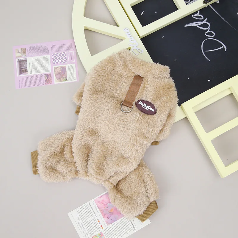 Коралловый флисовый комбинезон для собаки Осенняя теплая зимняя одежда мальчика