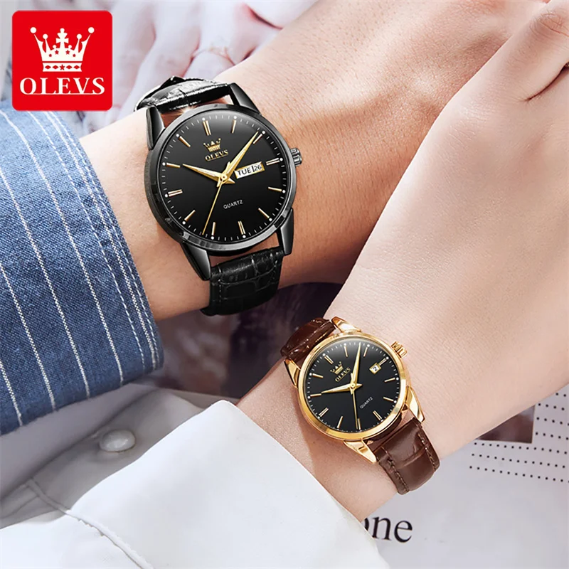 OLEVS Simple Lover’s Watches for Men and Women Fashion Dress Quartz Wristwatch Waterproof Date Clock Couple Watch Gifts