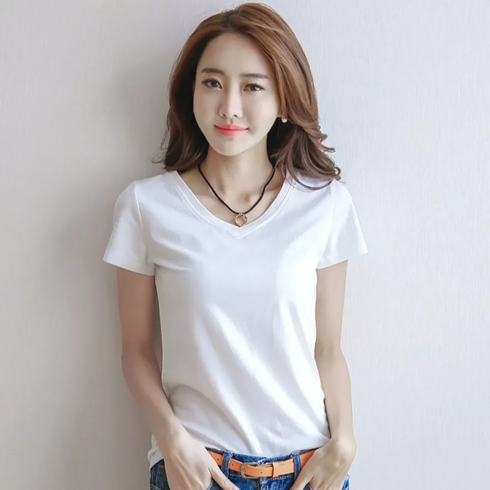 

Womens Fashion Conventional Pure Color Polyester Crew Neck Short Sleeve Solid Color T-Shirt Casual Slim T Shirt #271131
