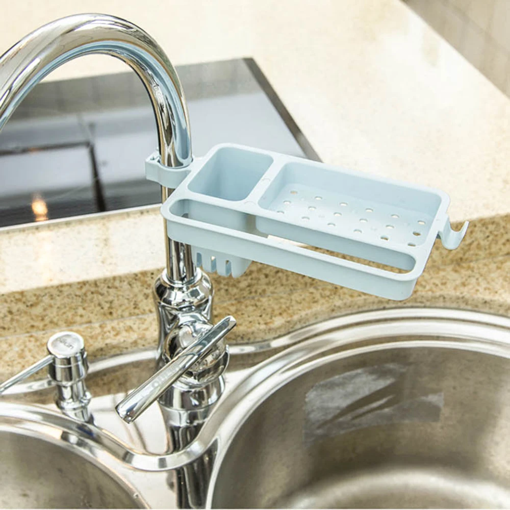 

Plastic Faucet Rack Kitchen Storage Shelf Sponge Dishcloth Rack Sink Drain Rack Rag Storage Drain Dry Rack Bathroom Shower Shelf