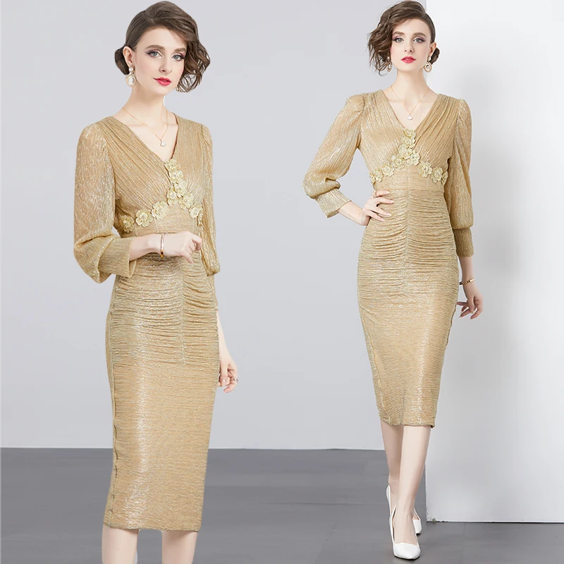 Европейская мода элитное роскошное платье в стиле ретро элегантное тонкое