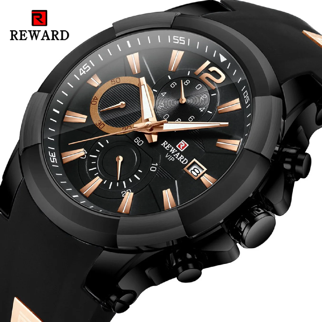 

REWARD Watch Men Silicone Big Dial Waterproof Watches Men Sport Quartz Wristwatch Chronograph Top Luxury Brand Relogio Masculino