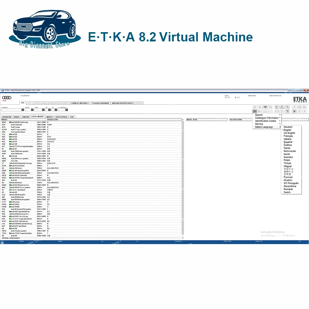 Каталог электронных запчастей для групповых транспортных средств Etka 8.2 до 2020 лет