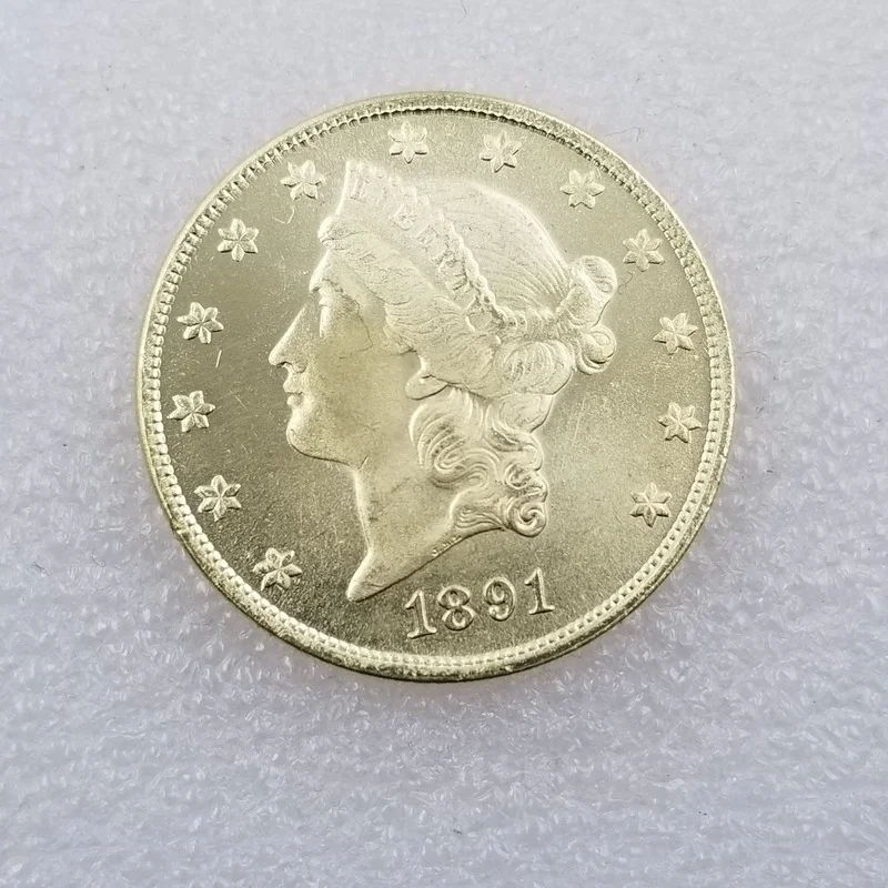

American 1891 CC Version 20 Dollars Brass Gold-plated Commemorative Collectible Coin Gift Lucky Challenge Coin