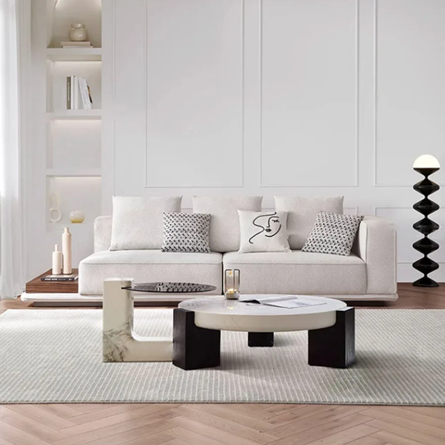 Белый диван итальянский дизайн простая обивка Минималистичная гостиная-кровать