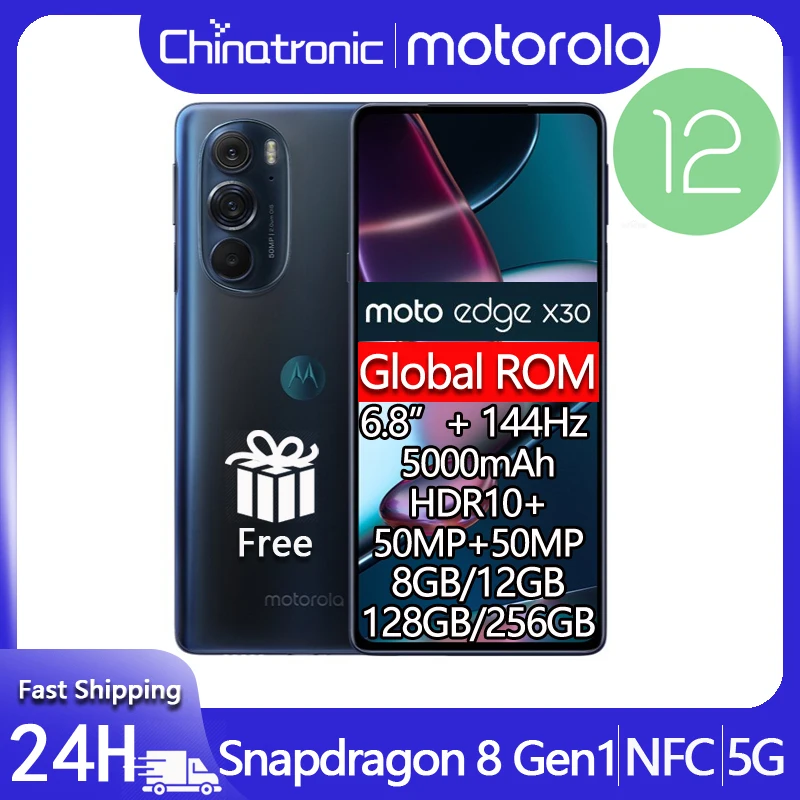 Оригинальный Motorola MOTO Edge X30 5G LPDDR5 Snapdragon 8 Gen1 6 &quotFHD + 144 Гц HDR10 двойная задняя Тройная