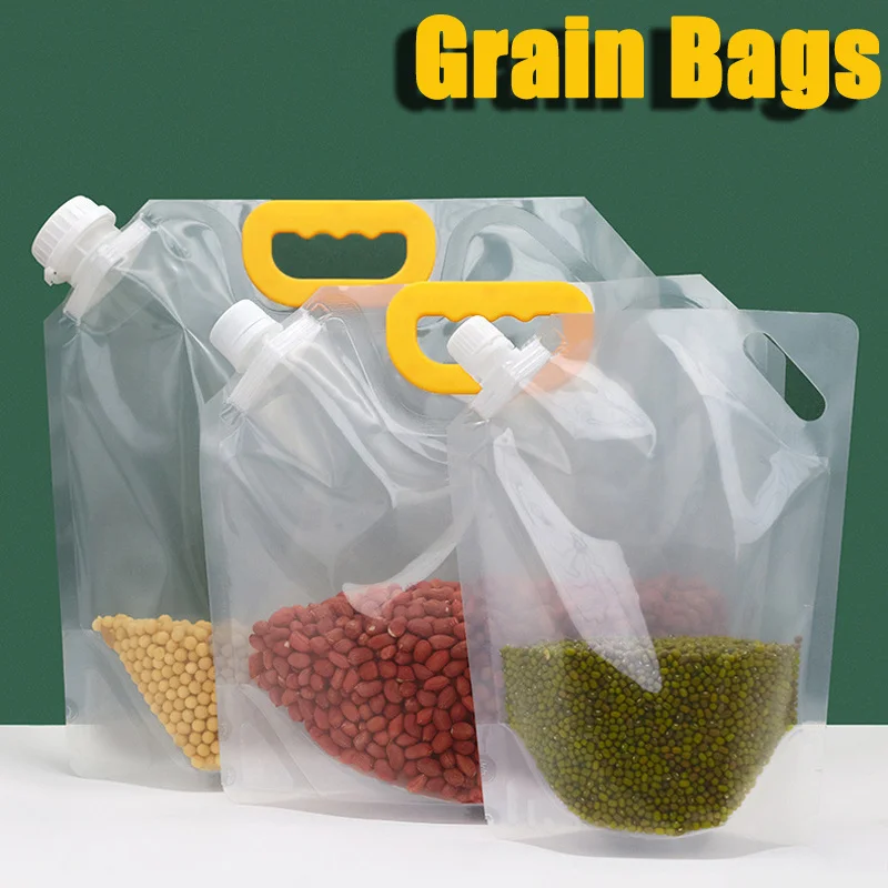 

Grains Storage Bag Plastic Sealed Kitchen Insect-proof Food Bags Moisture-Proof Food-Grade Portable Liquor Packaging Spout Home