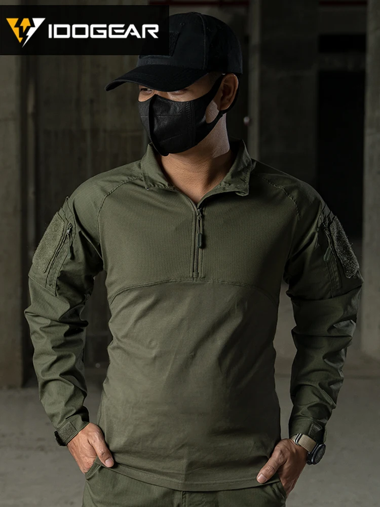 Легкий Тактический Топ Bsr с длинным рукавом рубашка воротником-стойкой и молнией