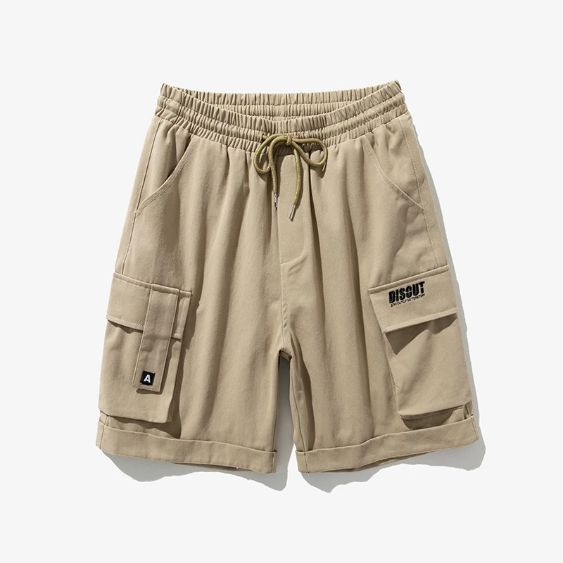 Шорты-карго мужские с завязкой модные штаны до колена хлопок цвет хаки рабочая