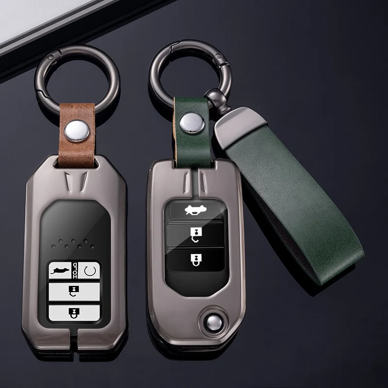

Zinc Alloy Car Remote Key Case Cover Fob For Honda CRV CR-V Fit Civic Accord HR-V HRV City Odyssey XR-V Shell Holder Keychain