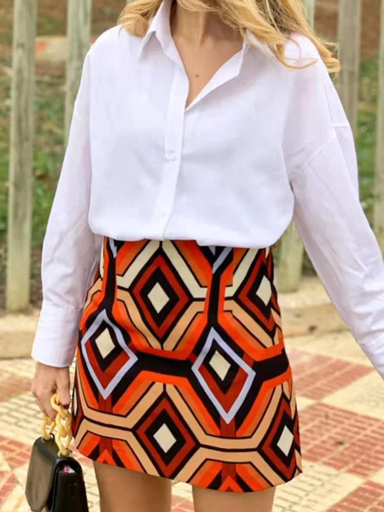 Юбка PUWD женская с геометрическим принтом винтажная пляжная приталенная