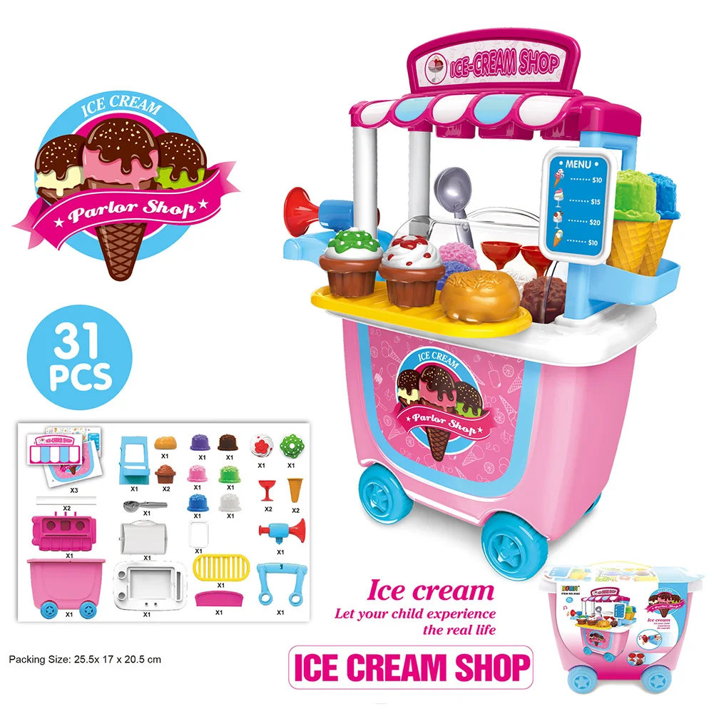 

Пластиковый мини-набор для игры в супермаркет с колесиками и мороженым