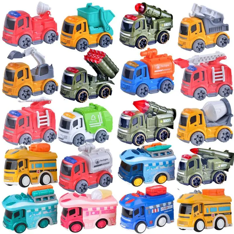 

Children Cartoon Mini Car Model Toy Engineering Vehicle Fire Truck Pull Back Car Toys Children Gift For Boys Girls