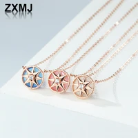 zxmj new compass necklaces fashion eight star opal pendant for women 2022 trend charm necklace popular sweater chains jewelry