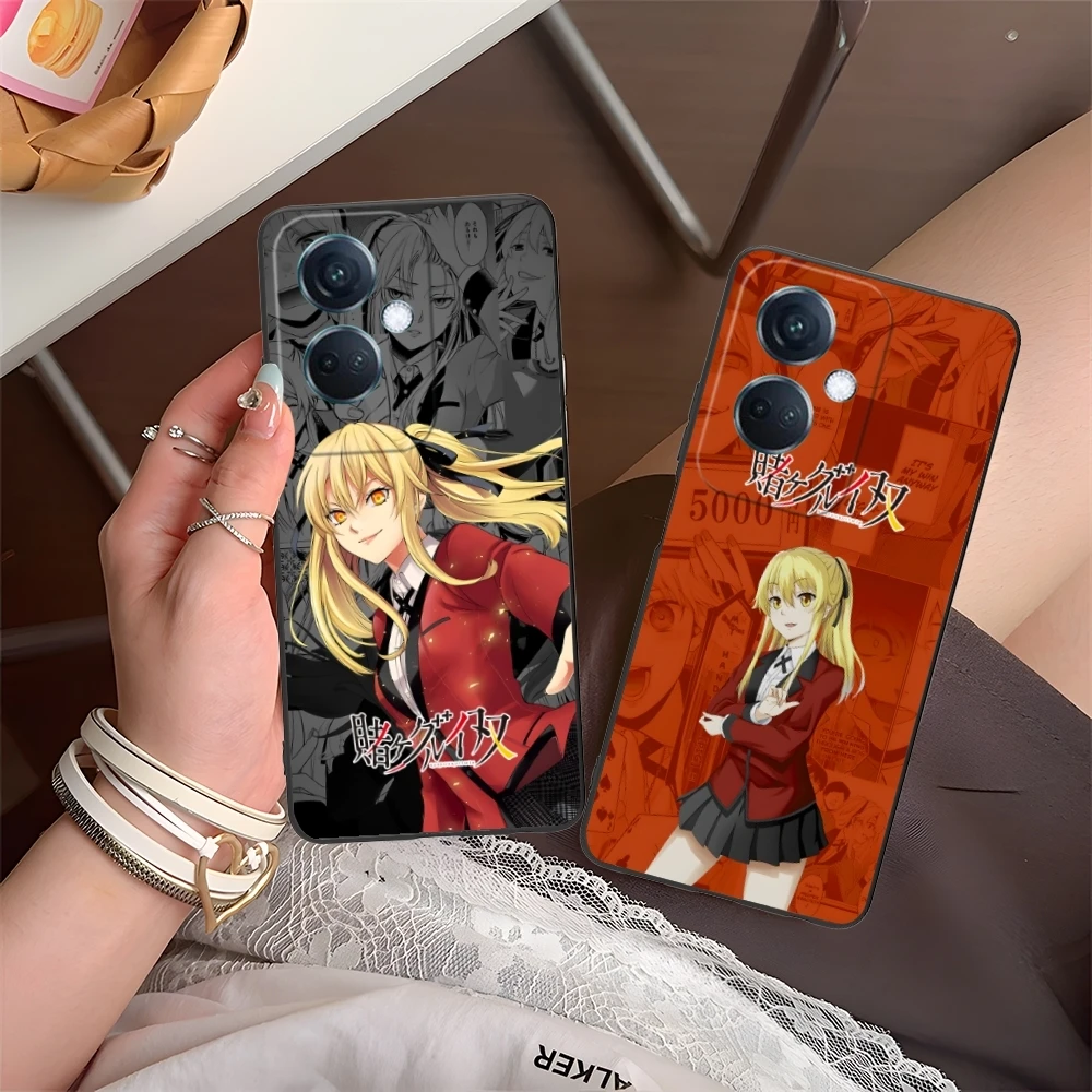 Kakegurui Mary Anime Mobile Cell Phone Case for OPPO Find X5 X3 X2 A93 Reno 8 7 Pro A74 A72 A53 Black Soft Cover Shell