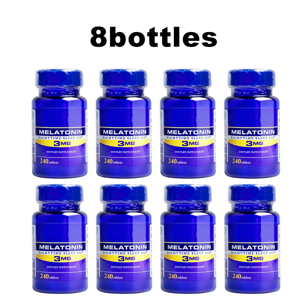

8 X Super Strength Rapid Release Melatonin 3mg *240 Tabs /Bottle Nighttime Simulation Regulates Circadian Help Improve Sleep Aid