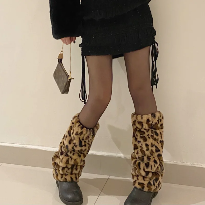 

Gyaru Leg Warmers Harajuku Kawaii Lolita Long Socks Women Sexy Leopard Print Leg Cover Goth Y2k Leg Warmer Winter Warm Stocking