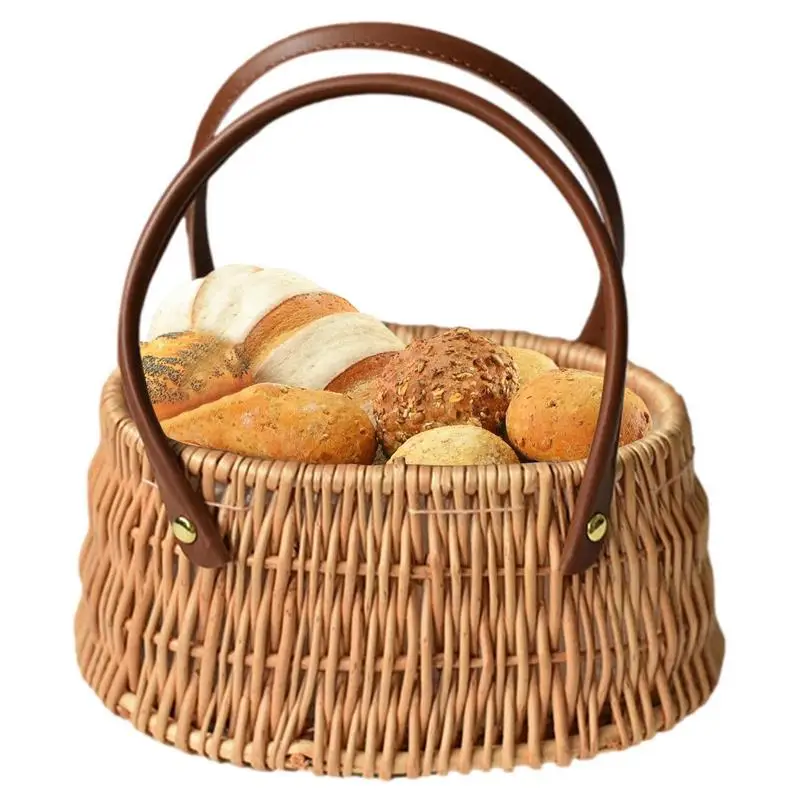 

Woven Flower Basket Multifunctional Portable Storage Basket Camping Storage Basket Picnic Orginazer Home Decor