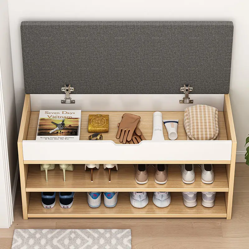 Экономичный Деревянный шкафчик для обуви с подушкой простой органайзер хранения