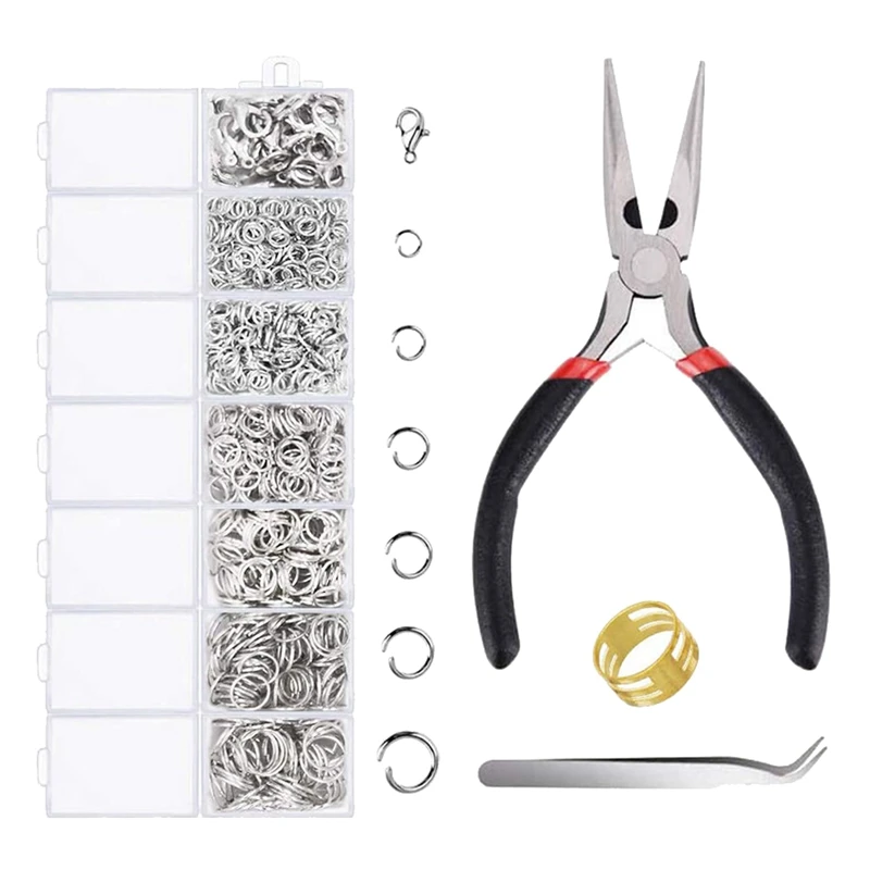 

4-10Mm Lobster Clasp Pliers, Silver Color Jump Ring, Used For Jewelry Making Supplies, Necklace And Bracelet Repair