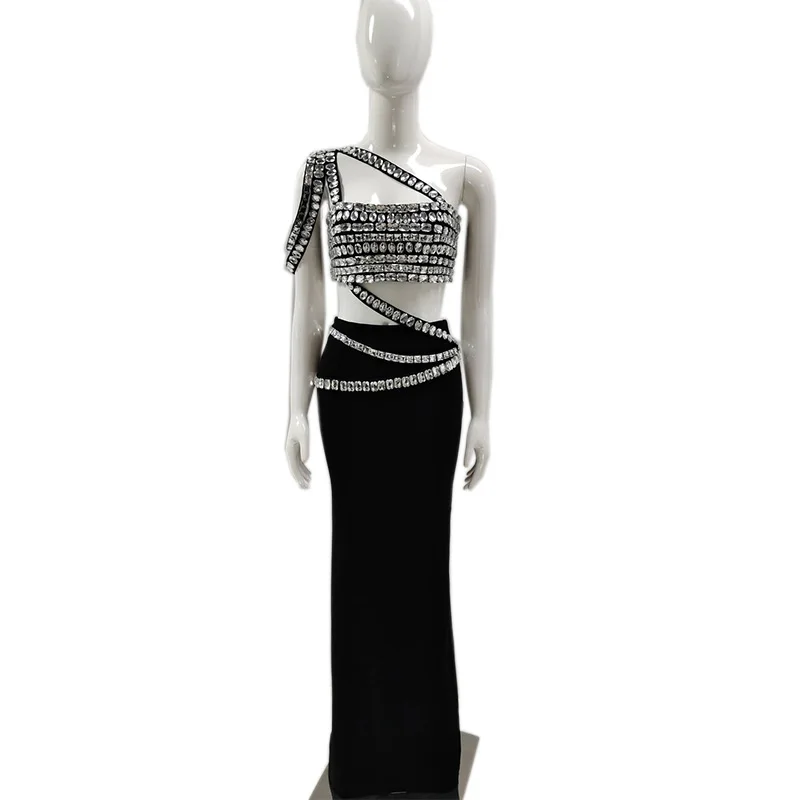 OFU 2 шт. роскошная женская бандажная юбка Коктейльная черная и белая