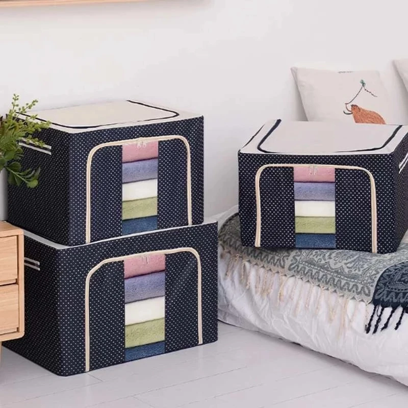 

22L Folding Storage Box Dirty Clothes Collecting Case Non Woven Fabric with Zipper Moisture-proof Toys Quilt Storage Box