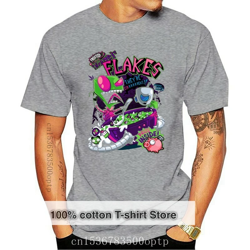 

100% Cotton O Neck Custom Printed Tshirt Men T Shirt Invader Flakes Invader Zim Women T Shirt