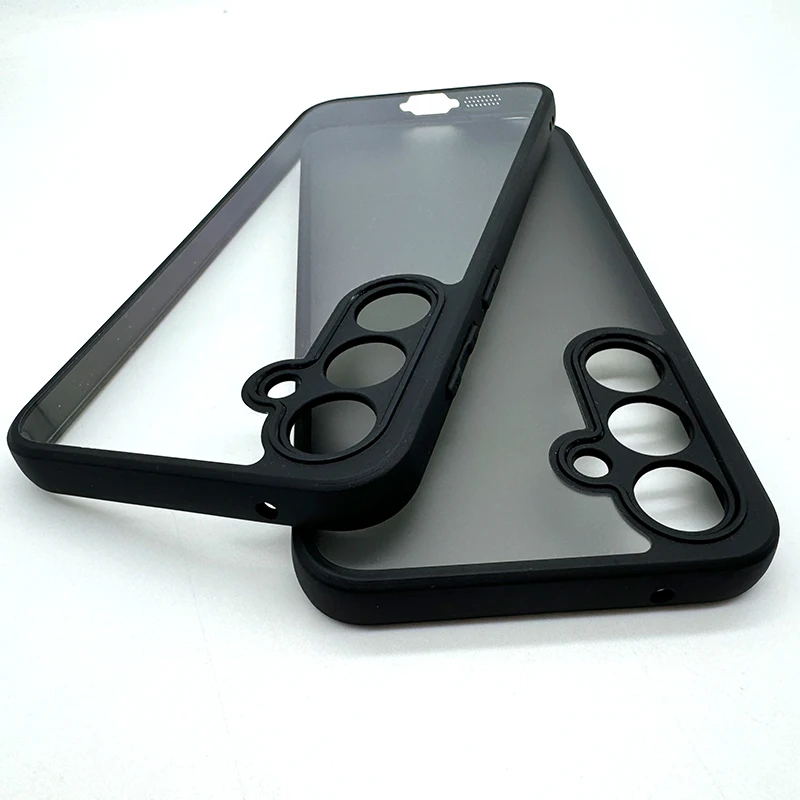 Чехол для Samsung Galaxy A55 с черными краями Прозрачный ударопрочный чехол из