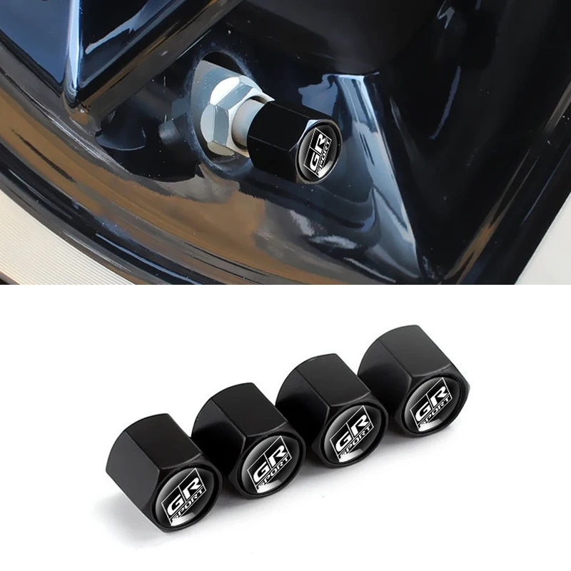 Фото Комплект из 4 герметичных колпачков для ниппелей автомобильных колес Toyota GR Sport RAV4 C-HR Corolla Camry Yaris RZ RC Supra, аксессуары для авто №1