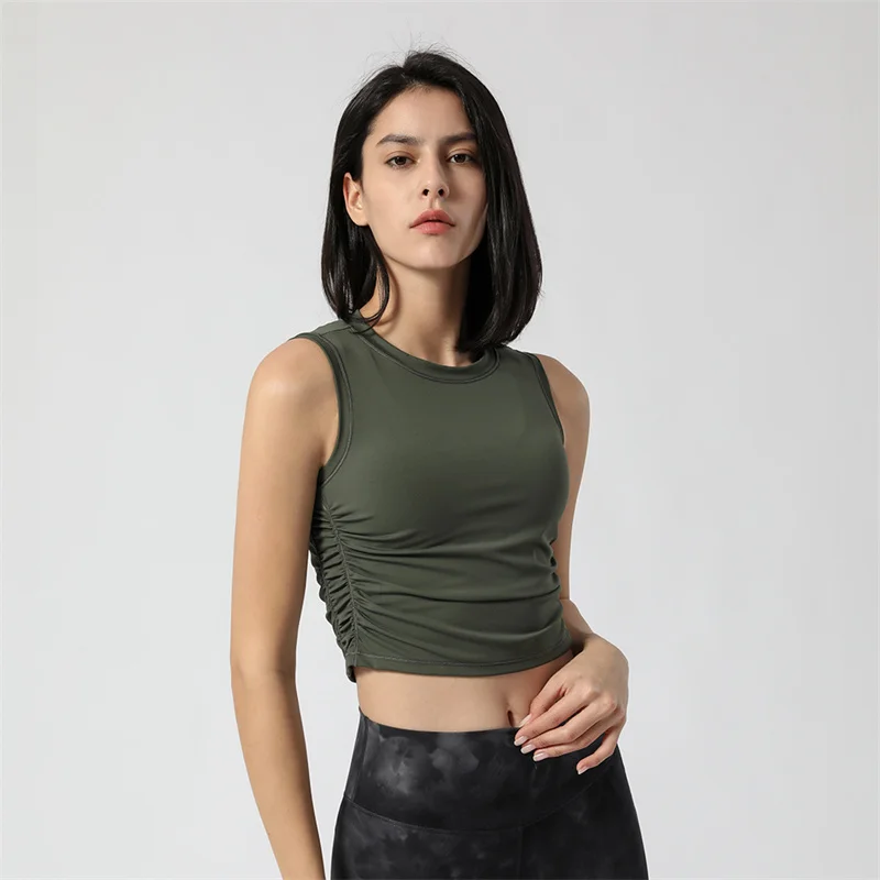 

LULU YOU WANT 2022 Women Tight Tank High Neck O-neck Tank Running Workouts Yoga Tank Tops Stretch Sexy Blouse Gym Sports Vest
