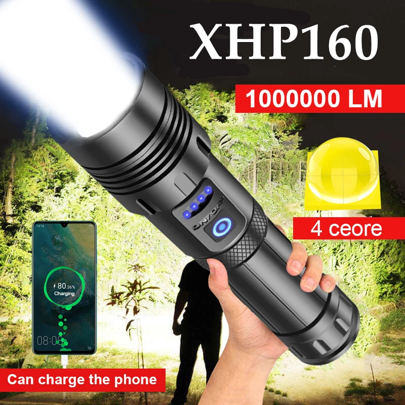 Super XHP160 Most Powerful Led Flashlight XHP70 High Power Torch light Rechargeable Tactical flashlight 18650 Usb Camping Lamp enlarge