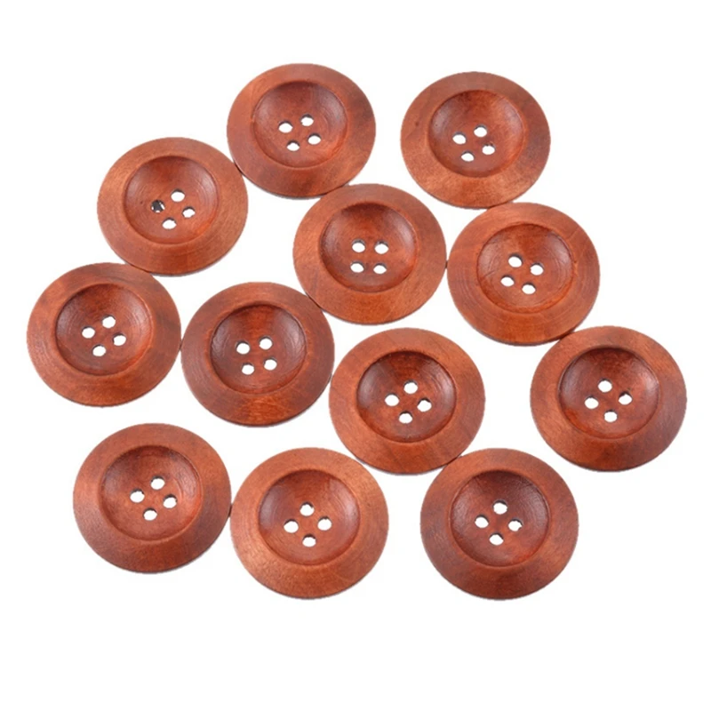 

200Pcs 25mm 4-Hole Wooden Buttons for Crafts and Sewing Projects (50 Per Pack)