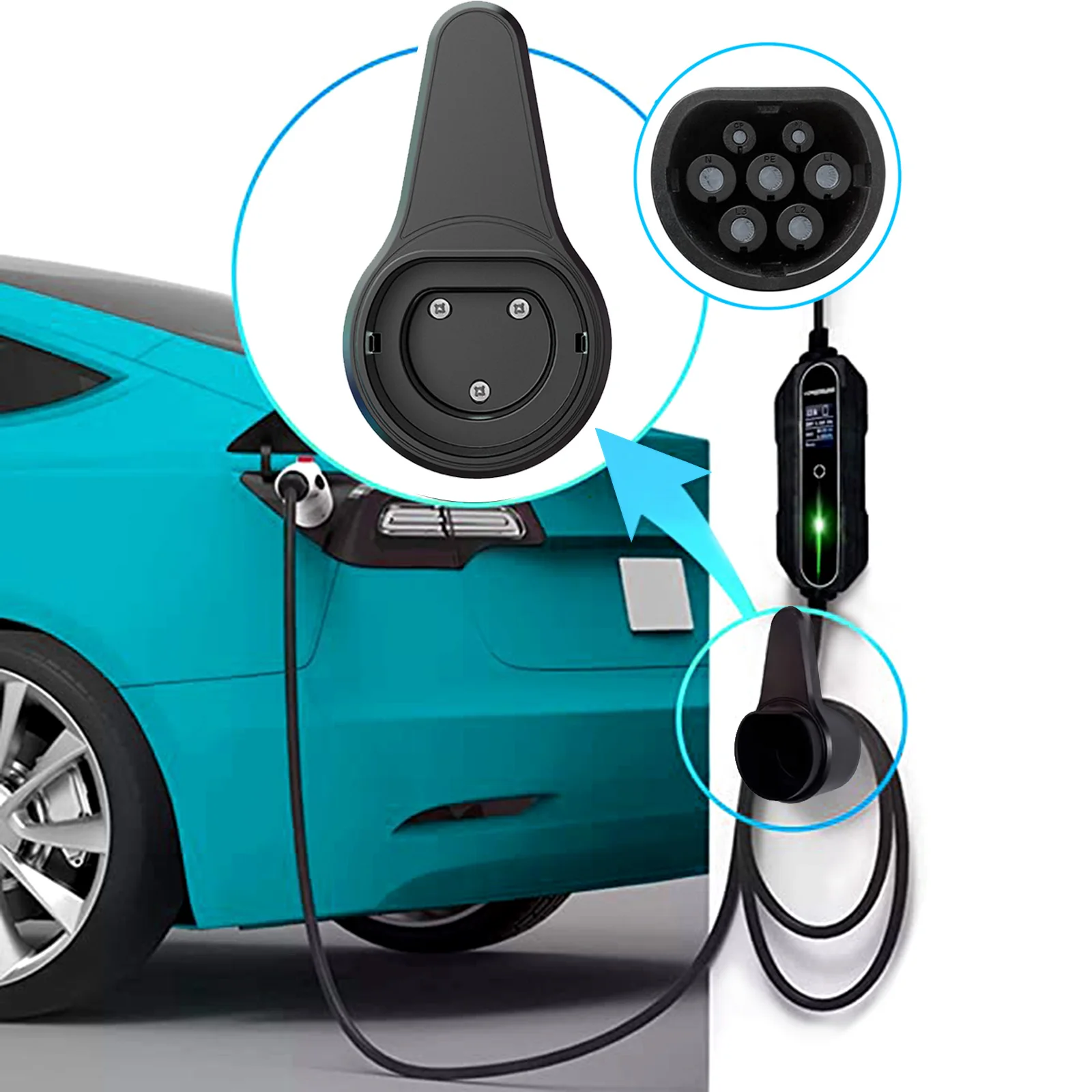 

Ev Type 2 Charger Socket Charging Gun Hook Ev Charger Holder for Electric Vehicle Type 2 Charging Cable Extra Protection