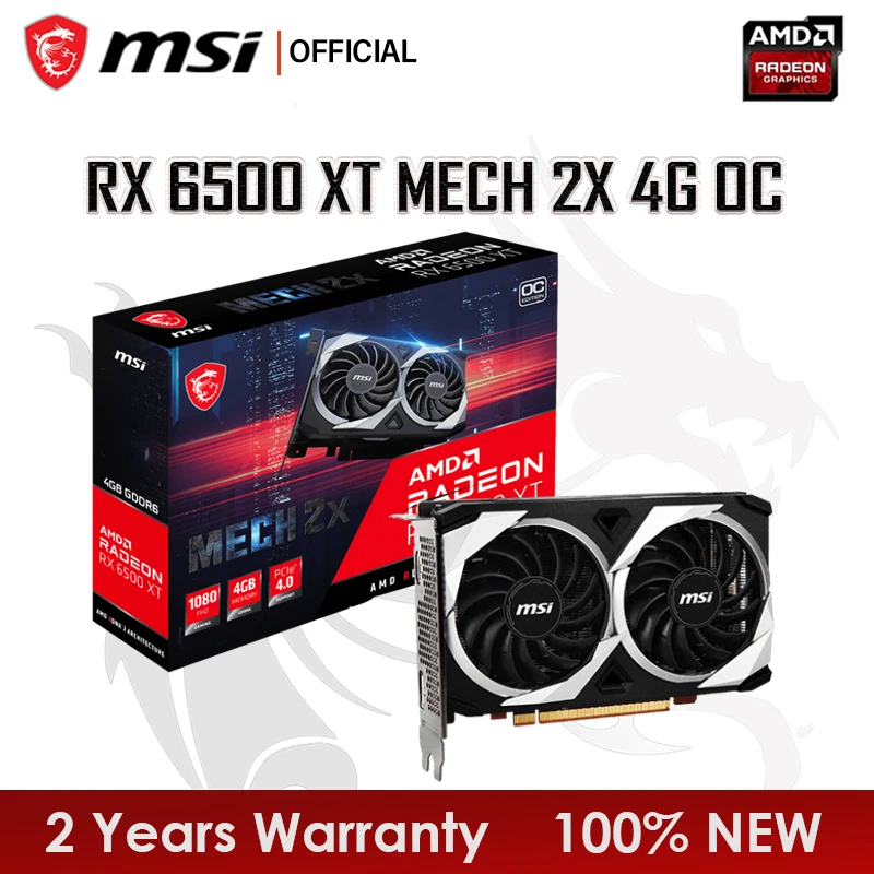 

MSI New Radeon RX 6500 XT MECH 2X 4G OC Graphics Card 18000MHz GDDR6 64-bit 6nm AMD RX6500XT 4GB Video Card placa de vídeo