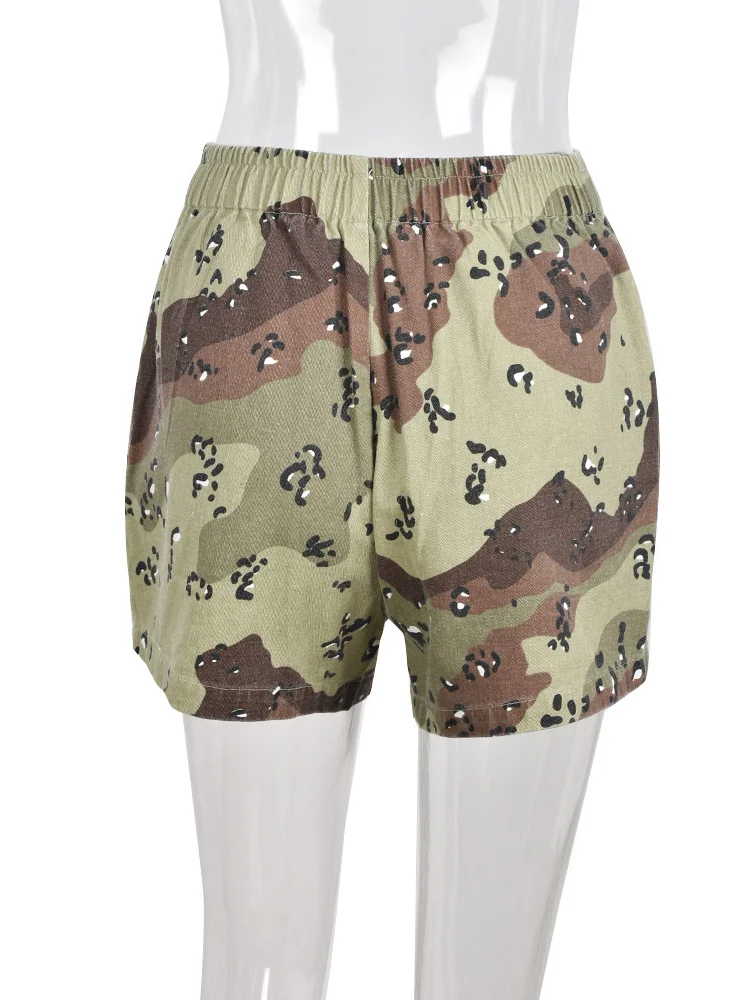 Simenual 90S Aesthetic Camouflage Print Hot Shorts Women Casual Summer Pockets Short Pants Streetwear Basic Bottoms Y2K Loose