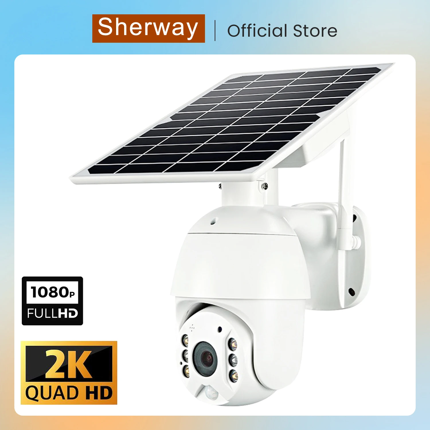 

SHERWAY Q3 Camera 4G 1080P 2K HD Solar Panel Outdoor Monitoring CCTV Camera Smart Home Two-way Intrusion Alarm Long Standby