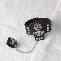 1 pcsset anime attack on titan uchiha sasuke konoha bracelet with ring punk leather luffy skull zoro bracelets men accessories