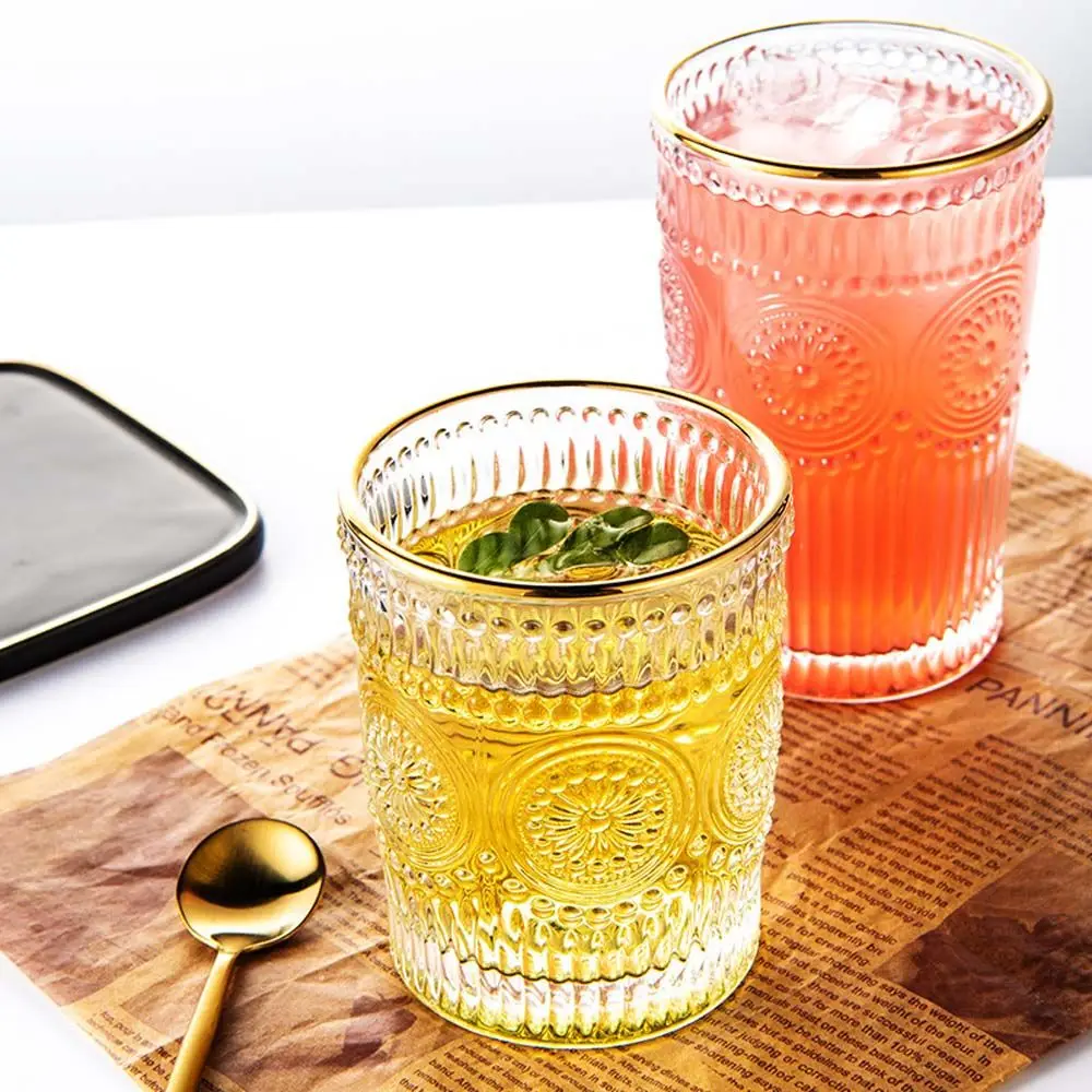 

Nordic Sun Flower Heat-Resistant For Juice Beverages Beer Cocktail Transparent Water Cup Drinkware Glass Cup Glassware