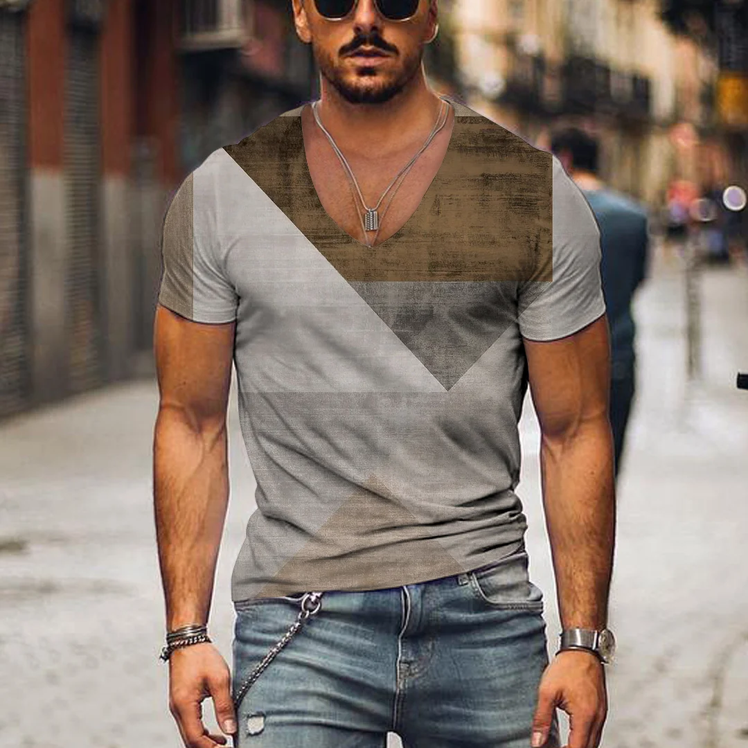

Men V-neck Men's T-shirt Retro Bruce Lee Pattern Short Sleeve Summer T Shirt Chinese Gongfu Tees Vintage Clothing Casual 3d Tops